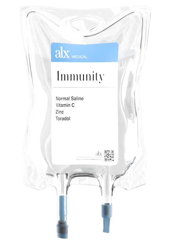 Immunity IV Bag: Normal Saline  Vitamin C  Zinc Toradol